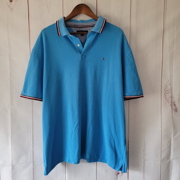 Vintage 90’s Y2K Tommy Hilfiger Men’s XXL Polo Short-Sleeve Shirt, Blue, EUC - Picture 1 of 11